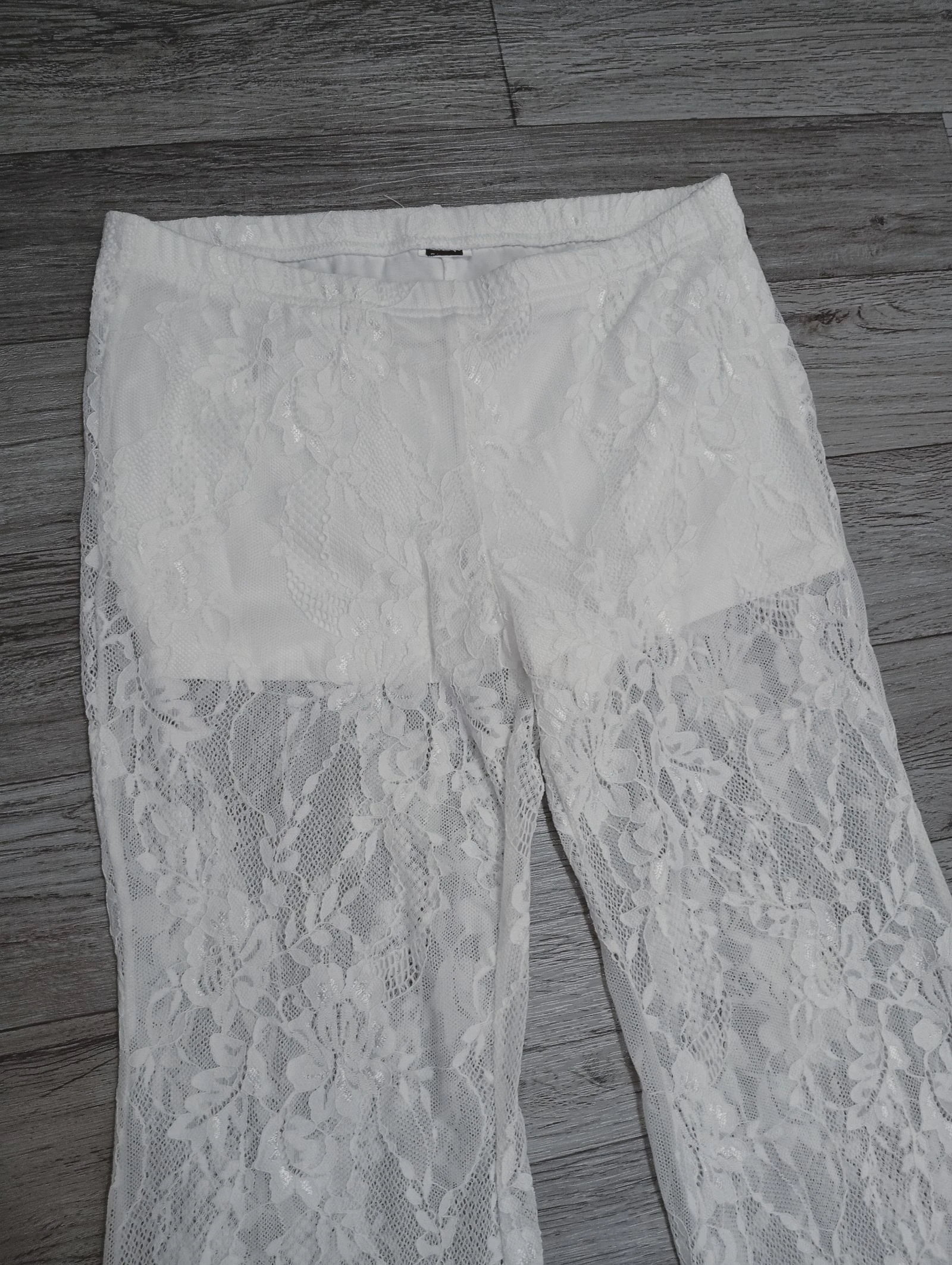 Flare-leggings met bloemenkant wit Boho Romantique Vintage S – photo 3